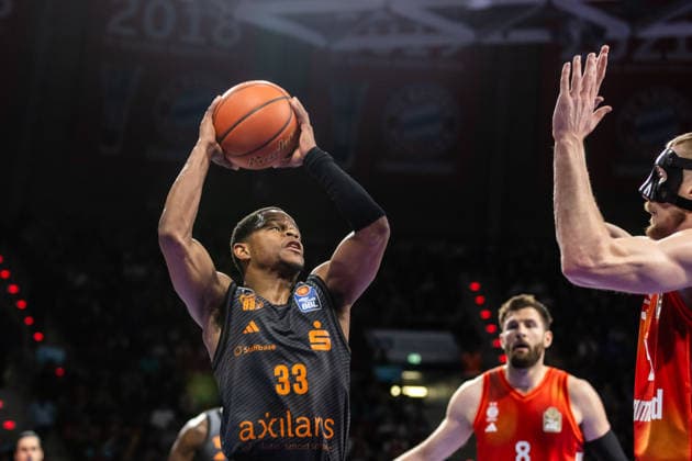 GER, easy Credit Basketball Bundesliga, FC Bayern München Basketball Niners Chemnitz 12 04 2026, BMW Park, Munich, GER, easy Credit Basketball Bundesliga, FC Bayern München Basketball Niners Chemnitz Eric Washington Niners Chemnitz, 33 Photo Alexander Trienitz Munich BMW Park Bayern Germany