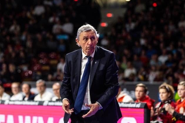 GER, easy Credit Basketball Bundesliga, FC Bayern München Basketball Niners Chemnitz 12 04 2026, BMW Park, Munich, GER, easy Credit Basketball Bundesliga, FC Bayern München Basketball Niners Chemnitz Svetislav Pesic Head Coach FC Bayern München Basketball Foto Alexander Trienitz München BMW Park Bayern Deutschland