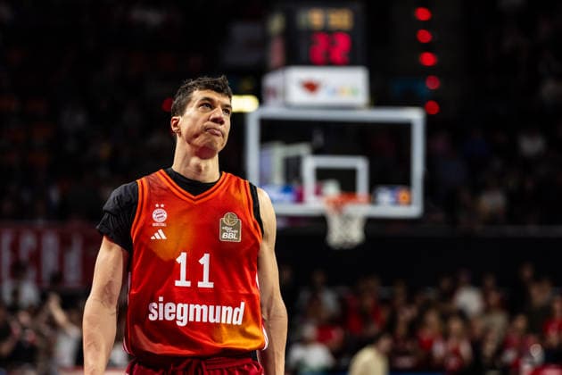 GER, easy Credit Basketball Bundesliga, FC Bayern München Basketball Niners Chemnitz 12 04 2026, BMW Park, Munich, GER, easy Credit Basketball Bundesliga, FC Bayern München Basketball Niners Chemnitz Vladimir LuÄiÄ‡ Vladimir Lucic FC Bayern München Basketball 11 Foto Alexander Trienitz München BMW Park Bayern Deutschland