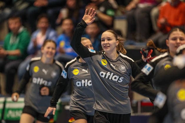 GER, Hamm, Germany vs Belgium, EHF EURO Qualifiers, Handball, EHF, Season 2025 2026, WESTPRESS arena, 6 Matchday in picture Nieke Kühne Germany Handball Women 9 DFB DFL REGULATIONS PROHIBIT ANY USE OF PHOTOGRAPHS AS IMAGE SEQUENCES AND OR QUASI VIDEO, 12 04 2026 Copyright: HMBxMedia HendrikxHamelau