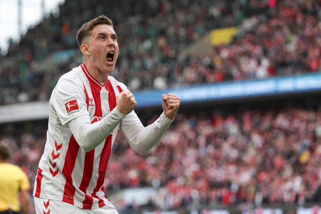 Isak Johannesson (1. FC Köln) Torjubel, jubelt nach seinem Treffer zum 3:1 waehrend des Spiels der Bundesliga zwischen 1. FC Köln und SV Werder Bremen, RheinEnergieSTADION am 12. April 2026 in Köln, Deutschland. (Foto von Oliver Kaelke DeFodi Images) +++ Isak Johannesson (1. FC Köln) celebrates after scoring his team s third goal during the Bundesliga match between 1. FC Köln and SV Werder Bremen at RheinEnergieSTADION on April 12, 2026 in Köln, Germany. (Photo by Oliver Kaelke DeFodi Images) DFL regulations prohibit any use of photographs as image sequences and or quasi-video. (Photo by Oliver Kaelke DeFodi Images) - *** Isak Johannesson 1 FC Köln celebrates after scoring his team s third goal during the Bundesliga match between 1 FC Köln and SV Werder Bremen at RheinEnergieSTADION on April 12, 2026 in Cologne, Germany, Germany Photo by Oliver Kaelke DeFodi Images Isak Johannesson 1 FC Köln celebrates after scoring his team s third goal during the Bundesliga match between 1 FC Köln and SV Werder Bremen at RheinEnergieSTADION on April 12, 2026 in Köln, Germany Photo by Oliver Kaelke DeFodi Images DFL regulations prohibit any use of photographs as image sequences and or quasi video Photo by Oliver Kaelke DeFodi Images