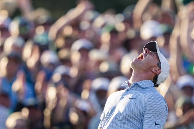 260412 Rory McIlroy of Northern Ireland celebrates during the final round of the 2026 Masters Golf Tournament on April 12, 2026 in Augusta Photo Petter Arvidson BILDBYRAN kod PA PA1196 golf masters bbeng the masters augusta jubel  Copyright: PETTERxARVIDSON BB260412PA250