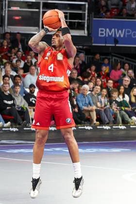 Xavier Rathan Mayes 4 FC Bayern Muenchen Basketball in action, FC Bayern Muenchen Basketball vs Niners Chemnitz, easyCredit BBL, Basketball, Bundesliga, Men, Main Round, April 12, 2026 Muenchen Bayern Germany Copyright: xkolbert-press MartinxAgüerax