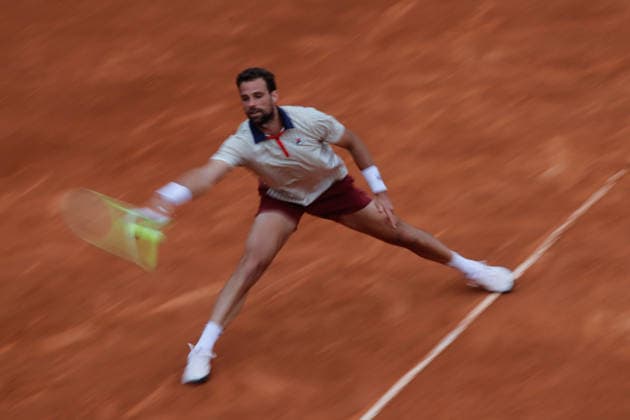 Mexico City Open Final Match Stefano Napolitano (ITA) lunges to play a forehand against James Duckworth (AUS) during the Mexico City Open singles final at the Chapultepec Sports Center. on April 12, 2026 in Mexico City, Mexico. (Photo by Carlos Santiago Eyepix Group) Copyright: xCarlosxSantiagox xEyepixxGroupx CS_12042026_180442