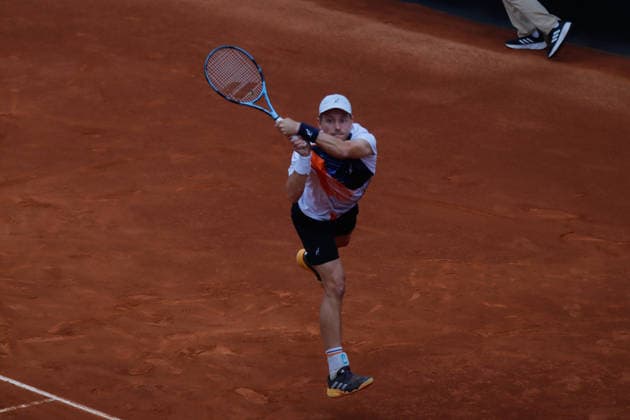 Mexico City Open Final Match James Duckworth (AUS) lunges to play a forehand against Stefano Napolitano (ITA) during the Mexico City Open singles final at the Chapultepec Sports Center. on April 12, 2026 in Mexico City, Mexico. (Photo by Carlos Santiago Eyepix Group) Copyright: xCarlosxSantiagox xEyepixxGroupx CS_12042026_180473