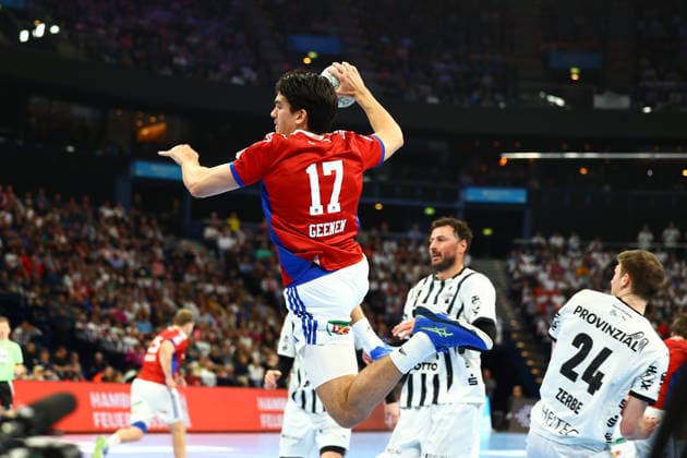 Handball I Men I Season 2025 2026 I Bundesliga I 28 Matchday I HSV Hamburg THW Kiel I 12 04 2026 Kaj Geenen 17, HSV Hamburg Hamburg Barclaycard Arena Hamburg Germany Copyright: xLobeca RalfxHomburgx