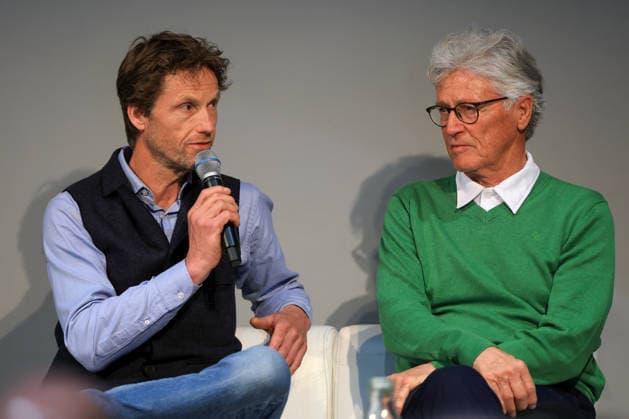 CYCLING - Tour of Austria GRAZ,AUSTRIA,13.APR.26 - CYCLING - Tour of Austria, presentation. Image shows Gerrit Glomser and Helmut Wechselberger.  GEPAxpictures xMarioxBuehner-Weinrauch