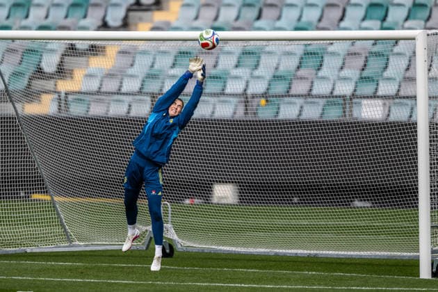 260413 Goalkeeper Zecira Musovic of the Swedish women s national football team during a training session on April 13, 2026 in Gothenburg Photo Mathias Bergeld BILDBYRAN code MB MB1363 fotboll football soccer fotball vm kval kval fifa womens world cup qualifier qualifier träning practice training sverige sweden dam bbeng women kvinner  Copyright: MATHIASxBERGELD BB260413MB004