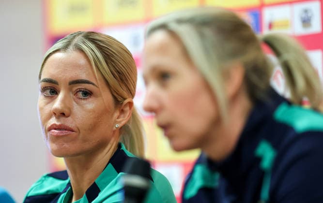 Republic of Ireland WNT press conference, PK, Pressekonferenz Polsat Plus Arena, Gdansk, Poland 13 4 2026 Denise O™Sullivan Denise O™Sullivan 13 4 2026  Copyright: x INPHO RyanxByrnex RB2_4751