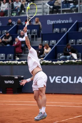 April 13, 2026, Barcelona, Barcelona, Spain: Corentin Moutet of France in action agaisnt Ignacio Buse of Peru during the First round tennis match of the Barcelona Open Banc Sabadell - Conde Godo 2026 Day 3 at Real Club de Tenis Barcelona on April 13, 2026 in Barcelona, Spain. Barcelona Open Banc Sabadell - Conde Godo 2026 Day 3  - ZUMAa181 20260413_zaa_a181_030 Copyright: xJavierxBorregox