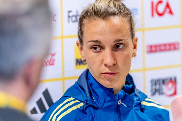 GOTHENBURG 20260413 Julia Zigiotti Olme during Mondays press conference ahead of Tuesdays World Cup qualifier against Denmark at Gamla Ullevi in Gothenburg GOTHENBURG SWEDEN x9200x  Copyright: xAdamxIhse TTx TRAINING WOMEN S NATIONAL TEAM WORLD CUP QUALIFYING AGAINST DENMARK