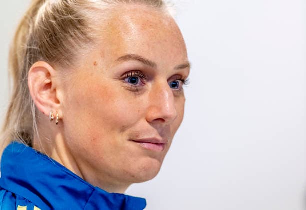 GÖTEBORG 20260413 Stina Blackstenius during Mondays press conference ahead of Tuesdays World Cup qualifier against Denmark at Gamla Ullevi in Gothenburg GÖTEBORG SWEDEN x9200x  Copyright: xAdamxIhse TTx TRAINING WOMEN S NATIONAL TEAM WORLD CUP QUALIFYING AGAINST DENMARK