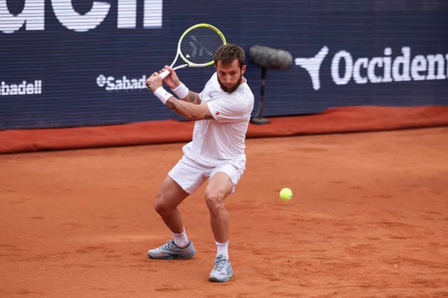April 13, 2026, Barcelona, Barcelona, Spain: Corentin Moutet of France in action agaisnt Ignacio Buse of Peru during the First round tennis match of the Barcelona Open Banc Sabadell - Conde Godo 2026 Day 3 at Real Club de Tenis Barcelona on April 13, 2026 in Barcelona, Spain. Barcelona Spain - ZUMAa181 20260413_zaa_a181_103 Copyright: xJavierxBorregox