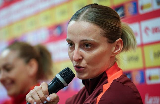 Poland WNT press conference, PK, Pressekonferenz Polsat Plus Arena, Gdansk, Poland 13 4 2026 Ewelina Kamczyk Ewelina Kamczyk 13 4 2026  Copyright: x INPHO RyanxByrnex RB1_1011_1