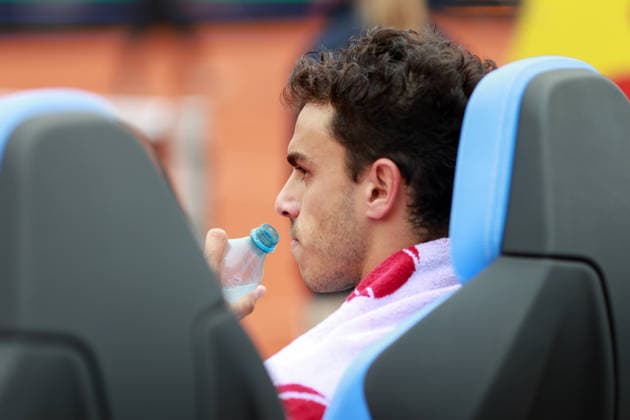 Francisco Cerundolo ARG sits on the chair during the break in play Copyright: xJuergenxHasenkopfx