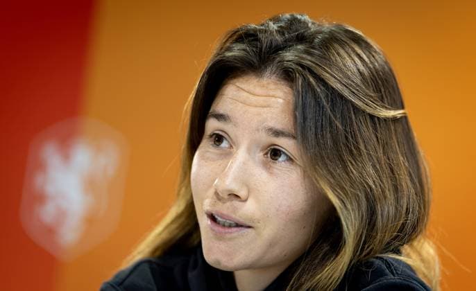 ZEIST - Damaris Egurrola of the Dutch women s football team during a press conference, PK, Pressekonferenz ahead of the World Cup qualifying match against France. KOEN VAN WEEL ANP xVIxANPxSportx xxANPxIVx 555718581 originalFilename: 555718581.jpg