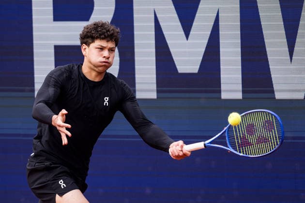 MUNICH, GERMANY - APRIL 13: Ben Shelton (USA) during the BMW Open by Bitpanda Singles match between Emilio Nava (USA) vs Ben Shelton (USA) at MTTC Iphitos on April 13, 2026 in Munich, Germany. Bavaria Germany Copyright: xSteffiexWunderlx