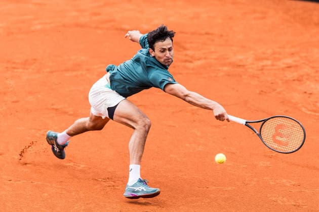 MUNICH, GERMANY - APRIL 13: Emilio Nava (USA) during the BMW Open by Bitpanda Singles match between Emilio Nava (USA) vs Ben Shelton (USA) at MTTC Iphitos on April 13, 2026 in Munich, Germany. Bavaria Germany Copyright: xSteffiexWunderlx