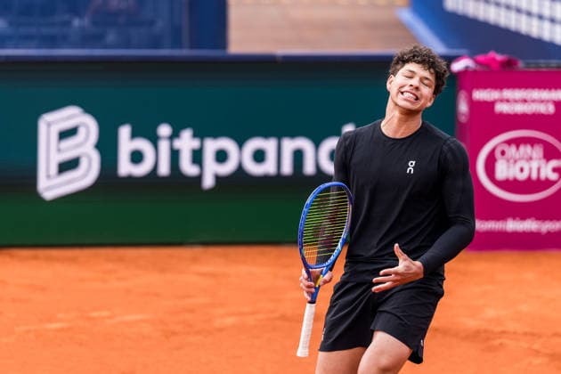 MUNICH, GERMANY - APRIL 13: Ben Shelton (USA) emotional during the BMW Open by Bitpanda Singles match between Emilio Nava (USA) vs Ben Shelton (USA) at MTTC Iphitos on April 13, 2026 in Munich, Germany. Bavaria Germany Copyright: xSteffiexWunderlx