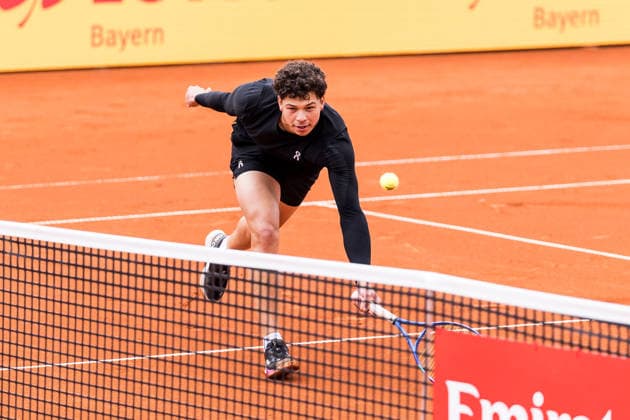MUNICH, GERMANY - APRIL 13: Ben Shelton (USA) during the BMW Open by Bitpanda Singles match between Emilio Nava (USA) vs Ben Shelton (USA) at MTTC Iphitos on April 13, 2026 in Munich, Germany. Bavaria Germany Copyright: xSteffiexWunderlx