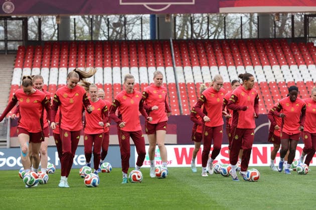 Frauen-Nationalmannschaft Abschlusstraining , vor dem Spiel WM Qualifikation Deutschland-Österreich , Fußball , Frauen , in den Max Morlock Stadion, in Nürnberg , Bayern , Deutschland. April 13 , 2026 . Photo by: Davide Elias IPA Photo Pressefoto DENL Copyright: xDavidexEliasx