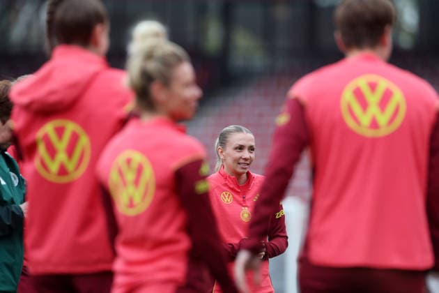 Elisa Senß , Frauen-Nationalmannschaft Abschlusstraining , vor dem Spiel WM Qualifikation Deutschland-Österreich , Fußball , Frauen , in den Max Morlock Stadion, in Nürnberg , Bayern , Deutschland. April 13 , 2026 . Photo by: Davide Elias IPA Photo Pressefoto DENL Copyright: xDavidexEliasx