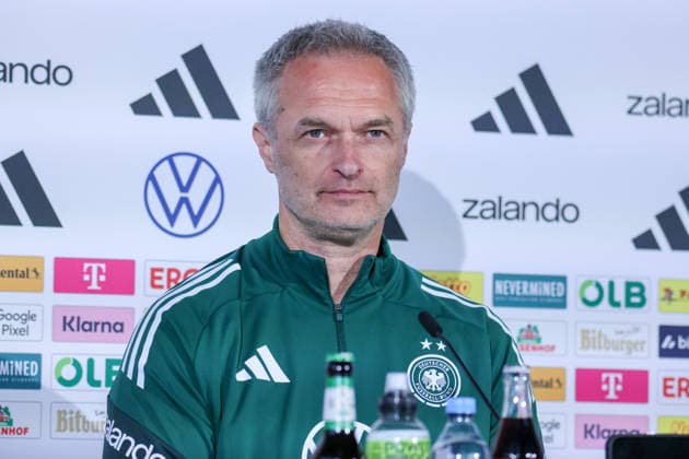 Nuremberg, Germany 13 April 2026 Preparation for the Womens World Cup qualifier Germany vs Austria Final press conference in Nuremberg In the picture national coach Christian Wück Wueck Germany at the final press conference him Nuremberg Copyright: HMBxMedia MadeleinexFantini