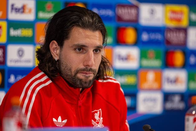 Football - UEFA Champions League - Quarter-Final - 2nd Leg - Liverpool FC v Paris Saint-Germain FC - MD-1 LIVERPOOL, ENGLAND - Monday, April 13, 2026: Liverpool s Dominik Szoboszlai during a press conference, PK, Pressekonferenz at Anfield ahead of the UEFA Champions League Quarter-Final 2nd Leg game between Liverpool FC and Paris Saint-Germain FC. (Photo by David Rawcliffe Propaganda) LIVERPOOL Anfield MERSEYSIDE ENGLAND  Copyright: xDavidxRawcliffex P2026-04-13-Liverpool_PSG_MD-1-84