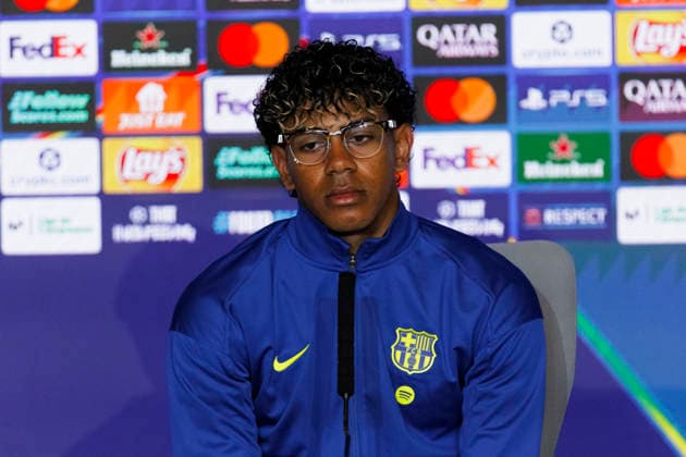UEFA champions league - Atletico de Madrid vs Barcelona MADRID,SPAIN - 13 April:Lamine Yamal of FC Barcelona, Barca during the press conference, PK, Pressekonferenz prior to UEFA champions league 2025 26 match between Atletico de Madrid and Barcelona at Riyadh Air Metropolitano Stadium. (Photo by Guille Martinez f22photo) Madrid Riyadh Air Metropolitano Stadium Spain Copyright: xGuillermoxMartinezx