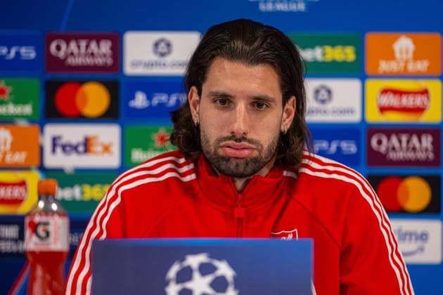 Football - UEFA Champions League - Quarter-Final - 2nd Leg - Liverpool FC v Paris Saint-Germain FC - MD-1 LIVERPOOL, ENGLAND - Monday, April 13, 2026: Liverpool s Dominik Szoboszlai during a press conference, PK, Pressekonferenz at Anfield ahead of the UEFA Champions League Quarter-Final 2nd Leg game between Liverpool FC and Paris Saint-Germain FC. (Photo by David Rawcliffe Propaganda) LIVERPOOL Anfield MERSEYSIDE ENGLAND  Copyright: xDavidxRawcliffex P2026-04-13-Liverpool_PSG_MD-1-68