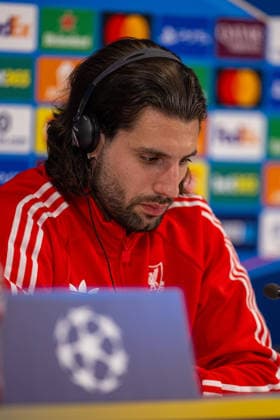 Football - UEFA Champions League - Quarter-Final - 2nd Leg - Liverpool FC v Paris Saint-Germain FC - MD-1 LIVERPOOL, ENGLAND - Monday, April 13, 2026: Liverpool s Dominik Szoboszlai during a press conference, PK, Pressekonferenz at Anfield ahead of the UEFA Champions League Quarter-Final 2nd Leg game between Liverpool FC and Paris Saint-Germain FC. (Photo by David Rawcliffe Propaganda) LIVERPOOL Anfield MERSEYSIDE ENGLAND  Copyright: xDavidxRawcliffex P2026-04-13-Liverpool_PSG_MD-1-82