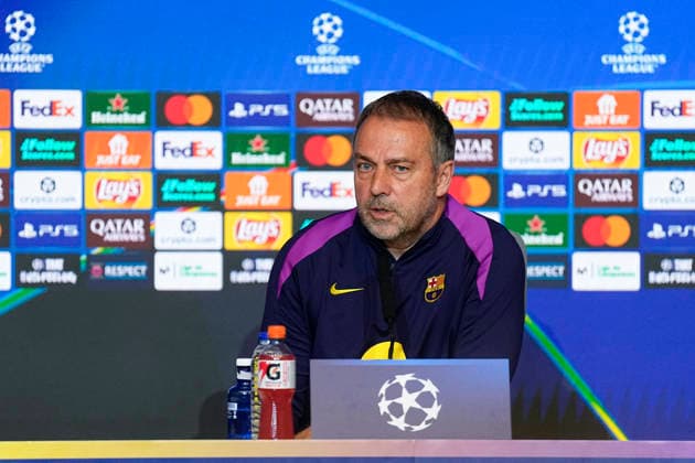 April 13, 2026, Madrid, Madrid, Spain: Hansi Flick attends his press conference, PK, Pressekonferenz during the training day of FC Barcelona, Barca ahead the UEFA Champions League 2025 26 Quarter-Final Second Leg match against Atletico de Madrid at Riyadh Air Metropolitano on April 13, 2026, in Madrid, Spain. Madrid Spain - ZUMAa181 20260413_zaa_a181_239 Copyright: xOscarxJ.xBarrosox