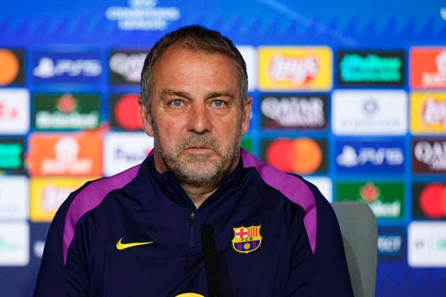 April 13, 2026, Madrid, Madrid, Spain: Hansi Flick attends his press conference, PK, Pressekonferenz during the training day of FC Barcelona, Barca ahead the UEFA Champions League 2025 26 Quarter-Final Second Leg match against Atletico de Madrid at Riyadh Air Metropolitano on April 13, 2026, in Madrid, Spain. Madrid Spain - ZUMAa181 20260413_zaa_a181_240 Copyright: xOscarxJ.xBarrosox