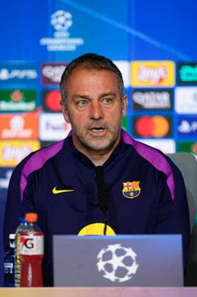 April 13, 2026, Madrid, Madrid, Spain: Hansi Flick attends his press conference, PK, Pressekonferenz during the training day of FC Barcelona, Barca ahead the UEFA Champions League 2025 26 Quarter-Final Second Leg match against Atletico de Madrid at Riyadh Air Metropolitano on April 13, 2026, in Madrid, Spain. FC Barcelona Training Session And Press Conference - UEFA Champions League 2025 26 Quarter-Final Second Leg - ZUMAa181 20260413_zaa_a181_236 Copyright: xOscarxJ.xBarrosox
