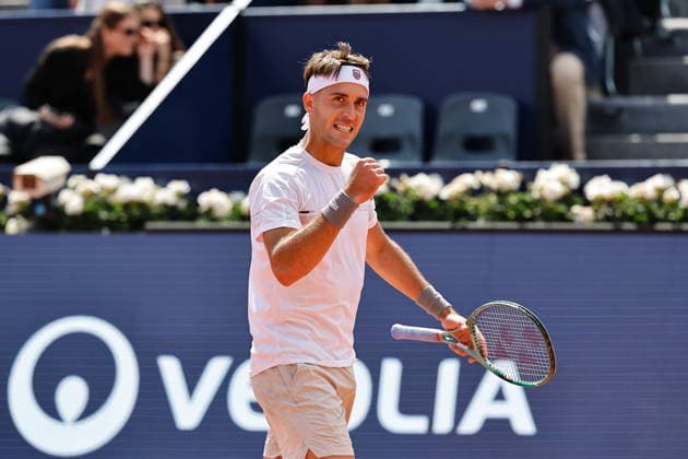 Tomas Martin Etcheverry (ARG), APRIL13, 2026 - Tennis : Etcheverry celebrate after the point during singles 1st round match against Jack Draper on the Barcelona Open Banc Sabadell tennis tournament at the Real Club de Tenis de Barcelona in Barcelona, Spain. Noxthirdxpartyxsales  aflo_326843464