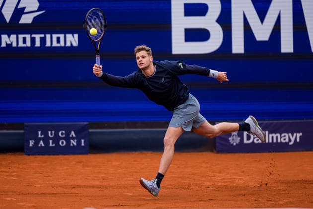 MUNICH, GERMANY - APRIL 13: Yannick Hanfmann (GER) during the BMW Open by Bitpanda Singles match between Alexander Blockx (BEL) vs Yannick Hanfmann (GER) at MTTC Iphitos on April 13, 2026 in Munich, Germany. Bavaria Germany Copyright: xSteffiexWunderlx