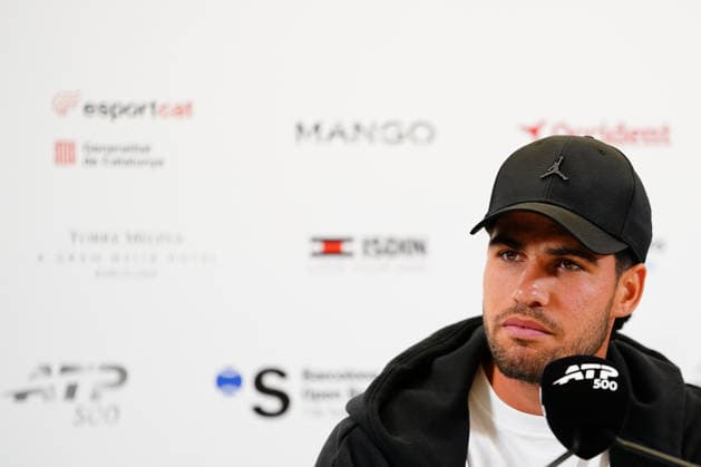 ESP: Carlos Alcaraz press conference, PK, Pressekonferenz Barcelona Open Banc Sabadell 2026. Carlos Alcaraz of Spain during a press conference during the Barcelona Open Banc Sabadell 2026, Conde de Godo Trophy, at Real Club de Tenis Barcelona on April 13, 2026 in Barcelona, Spain. kpng Copyright: xBaguxBlancox xPRESSINPHOTOx PS_260413_GODOÌ_ALC_077