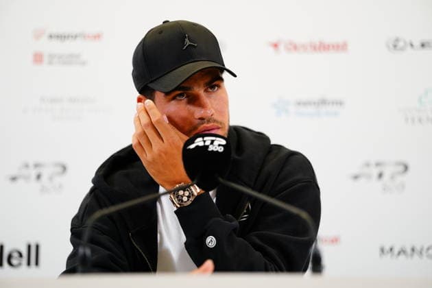ESP: Carlos Alcaraz press conference, PK, Pressekonferenz Barcelona Open Banc Sabadell 2026. Carlos Alcaraz of Spain during a press conference during the Barcelona Open Banc Sabadell 2026, Conde de Godo Trophy, at Real Club de Tenis Barcelona on April 13, 2026 in Barcelona, Spain. kpng Copyright: xBaguxBlancox xPRESSINPHOTOx PS_260413_GODOÌ_ALC_106