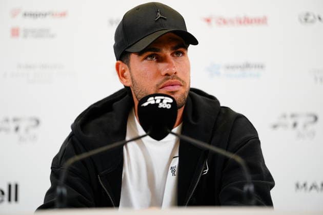 ESP: Carlos Alcaraz press conference, PK, Pressekonferenz Barcelona Open Banc Sabadell 2026. Carlos Alcaraz of Spain during a press conference during the Barcelona Open Banc Sabadell 2026, Conde de Godo Trophy, at Real Club de Tenis Barcelona on April 13, 2026 in Barcelona, Spain. kpng Copyright: xBaguxBlancox xPRESSINPHOTOx PS_260413_GODOÌ_ALC_108