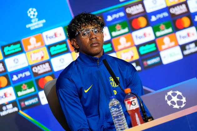 ATLETICO DE MADRID V FC Barcelona, Barca CHAMPIONS LEAGUE 2025 2026. QUARTER-FINALS. 2ND LEG MATCH. FC Barcelona s Lamine Yamal during the press conference, PK, Pressekonferenz prior UEFA Champions League - Quarter-finals, 2nd leg match against Atletico de Madrid. April 13, 2026. (ALTERPHOTOS Acero) MadridSpain  Copyright: xAcerox