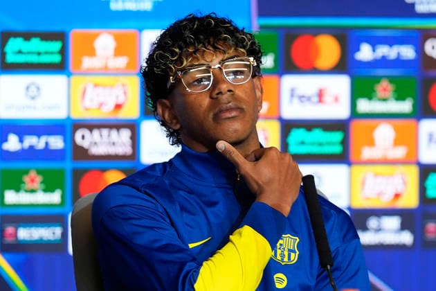 ATLETICO DE MADRID V FC Barcelona, Barca CHAMPIONS LEAGUE 2025 2026. QUARTER-FINALS. 2ND LEG MATCH. FC Barcelona s Lamine Yamal during the press conference, PK, Pressekonferenz prior UEFA Champions League - Quarter-finals, 2nd leg match against Atletico de Madrid. April 13, 2026. (ALTERPHOTOS Acero) MadridSpain  Copyright: xAcerox