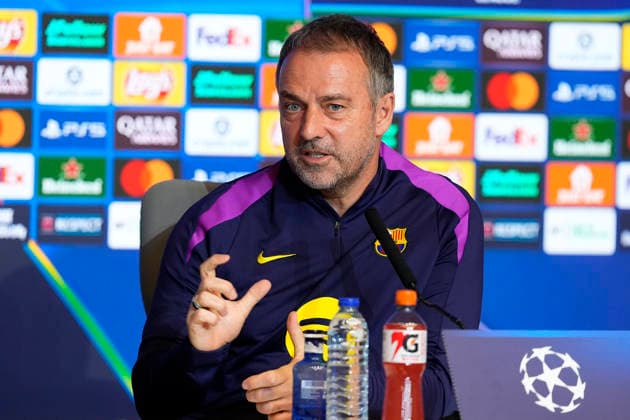 ATLETICO DE MADRID V FC Barcelona, Barca CHAMPIONS LEAGUE 2025 2026. QUARTER-FINALS. 2ND LEG MATCH. FC Barcelona s coach Hansi Flick during the press conference, PK, Pressekonferenz prior UEFA Champions League - Quarter-finals, 2nd leg match against Atletico de Madrid. April 13, 2026. (ALTERPHOTOS Acero) MadridSpain  Copyright: xAcerox