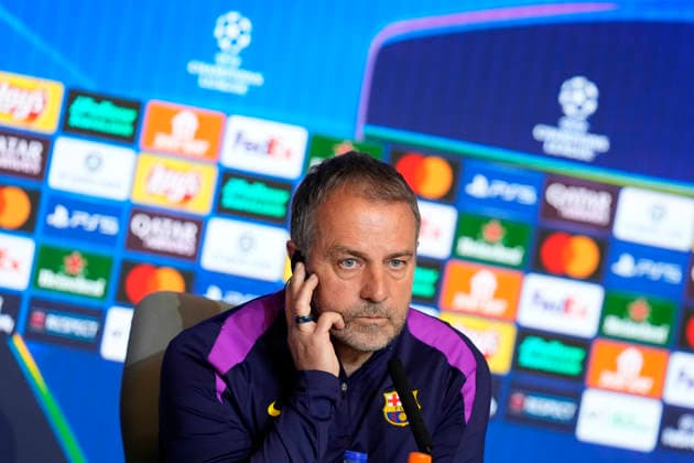 FC Barcelona, Barca s coach Hansi Flick during the press conference, PK, Pressekonferenz prior UEFA Champions League - Quarter-finals, 2nd leg match against Atletico de Madrid. April 13, 2026. (20260413479)