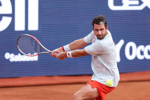 April 13, 2026, Barcelona, Barcelona, Spain: Cameron Norrie of Great Britain in action against Stan Wawrinka of Switzerland during the First round tennis match of the Barcelona Open Banc Sabadell - Conde Godo 2026 Day 3 at Real Club de Tenis Barcelona on April 13, 2026 in Barcelona, Spain. Barcelona Open Banc Sabadell - Conde Godo 2026 Day 3  - ZUMAa181 20260413_zaa_a181_271 Copyright: xJavierxBorregox