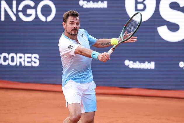 April 13, 2026, Barcelona, Barcelona, Spain: Stan Wawrinka of Switzerland in action against Cameron Norrie of Great Britain during the First round tennis match of the Barcelona Open Banc Sabadell - Conde Godo 2026 Day 3 at Real Club de Tenis Barcelona on April 13, 2026 in Barcelona, Spain. Barcelona Open Banc Sabadell - Conde Godo 2026 Day 3  - ZUMAa181 20260413_zaa_a181_273 Copyright: xJavierxBorregox