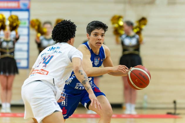 Liz Smith Lions, 24 , Ana Raimundo Marburg, 6 , Syntainics MBC vs BC Marburg, Women, Basketball, 1 Bundesliga, DBBL, Playoff Semifinal 2 5, Season 2025 26, 13 04 2026 Halle SWH Arena Sachsen Anhalt Germany