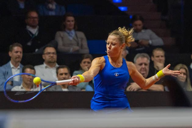 Laura Siegemund GER in the picture on the ball, GER, Laura Siegemund vs Wiktorija Tomowa, Tennis, ATP Tournament, WTA 500, Porsche Tennis Grand Prix, 13 04 2026, GER, Laura Siegemund vs Wiktorija Tomowa, Tennis, ATP Tournament, WTA 500, Porsche Tennis Grand Prix, 13 04 2026, Stuttgart Copyright: xEibner-Pressefoto EdwardxCheungx EP_ECG