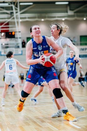 BB 1BL Women Syntainics MBC Lions BC Pharmaserv Marburg during the 2025 2026 season in the semi-final playoff in game 2 of 5 in the DBBL Toyota Bundesliga Syntainics MBC Lions and BC Pharmaserv Marburg at the SWH Arena on April 13, 2026 in Halle Saale, Sachsen Anhalt, Germany