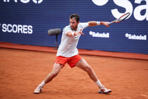 April 13, 2026, Barcelona, Barcelona, Spain: Cameron Norrie of Great Britain in action against Stan Wawrinka of Switzerland during the First round tennis match of the Barcelona Open Banc Sabadell - Conde Godo 2026 Day 3 at Real Club de Tenis Barcelona on April 13, 2026 in Barcelona, Spain. Barcelona Spain - ZUMAa181 20260413_zaa_a181_304 Copyright: xJavierxBorregox