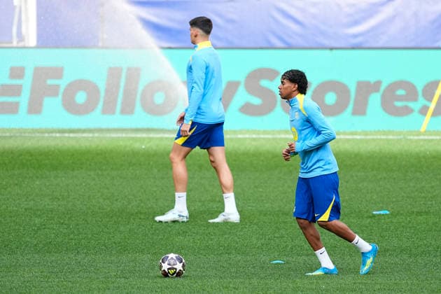 April 13, 2026, Madrid, Madrid, Spain: Lamine Yamal during the training day of FC Barcelona, Barca ahead the UEFA Champions League 2025 26 Quarter-Final Second Leg match against Atletico de Madrid at Riyadh Air Metropolitano on April 13, 2026, in Madrid, Spain. Madrid Spain - ZUMAa181 20260413_zaa_a181_316 Copyright: xOscarxJ.xBarrosox